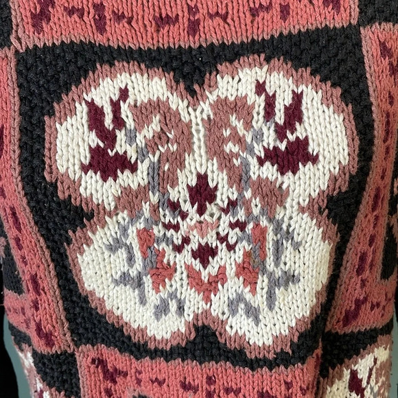 Vintage Rachel Max Cotton Floral Sweater Cottage Medium Shoulder Pads - Picture 2 of 4